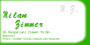 milan zimmer business card